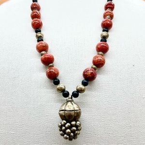 Acorn Orange Black Necklace